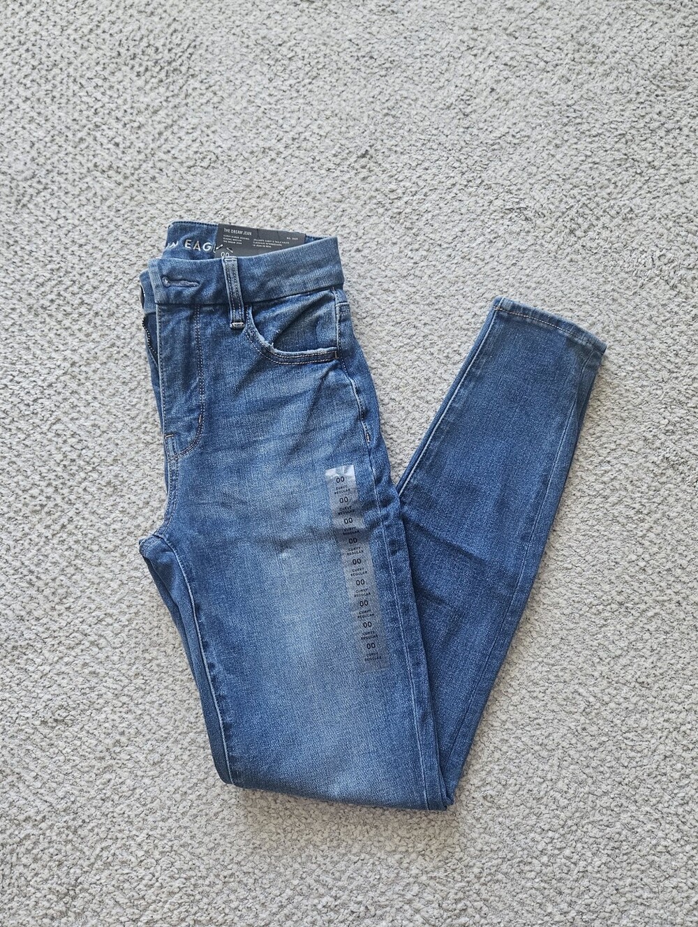 AMERICAN EAGLE The Dream Jean Curvy Hi-Rise Jeggings Blue Size 00 AE NWT